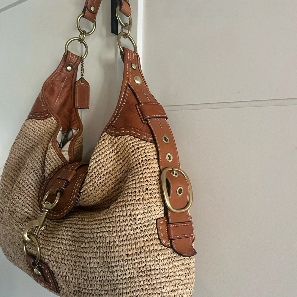 Coach Hobo Natural Straw XL Shoulder Sac/Bag/Purse 11806